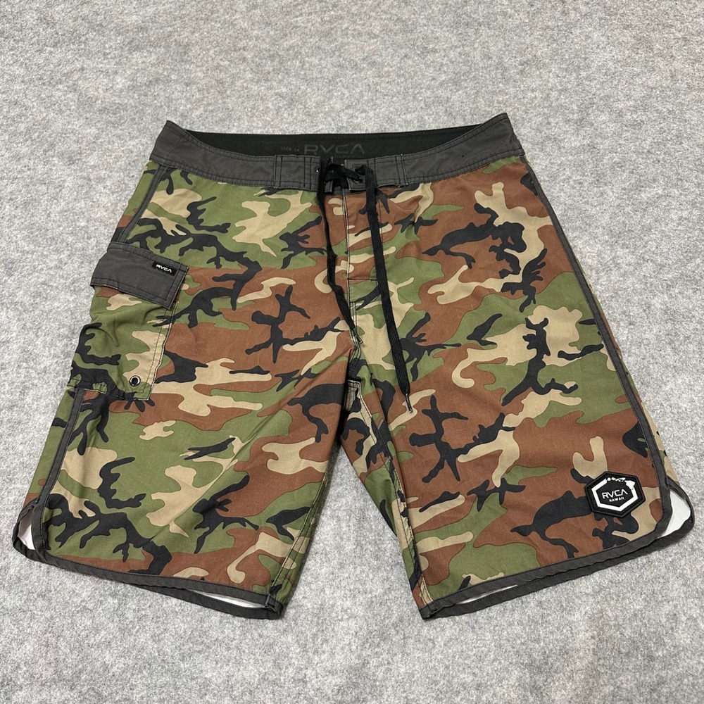RVCA Hawaii Board Shorts Mens 34 Camo Swim Trunks 9 Inseam Surf Beachwear